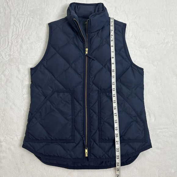 J.Crew Vest Womens XS Navy Excursion Quilted Down Puffer Zip Pockets High Neck - Picture 6 of 10